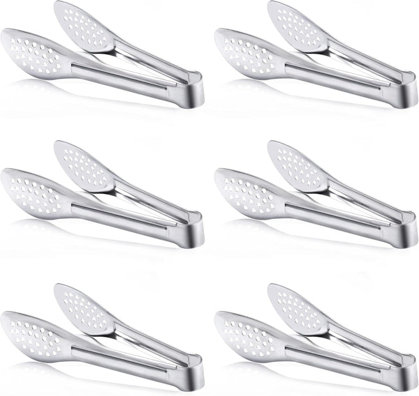 6 Pack Stainless Steel Buffet Tongs, 7-Inch Serving Tongs, Serving Utensils
