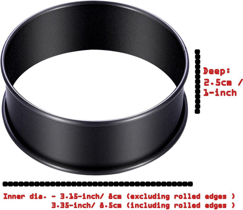 12Pack Crumpet Rings NONSTICK English Muffin Rings - 3.15 Inch Stainless Steel Double Rolled Tart Rings Upgraded Round Metal Baking Cooking Pastry Ring Molds for muffins, pancakes, crumpets
