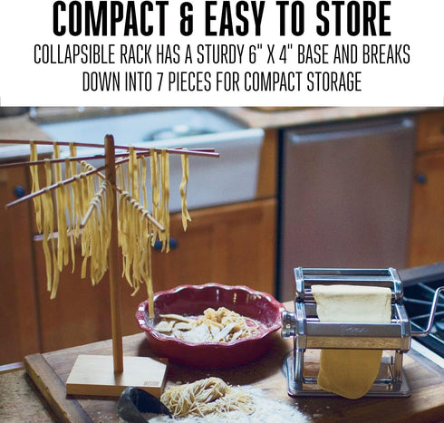 Weston Bamboo Pasta Drying Rack (53-0201), 10 Drying Arms, 16" Tall, 14" Wide