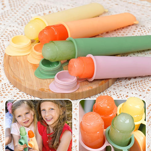 Sticks,3.5oz 100ML,4 Colors,Set 4 haakaa Food Grade Silicone Ice Pop Mould With Lids BPA Free Reusable Baby Popsicle