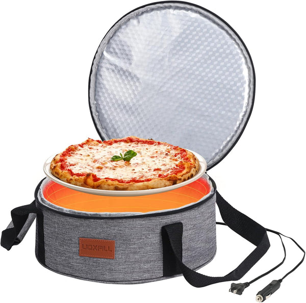 Round Food Warmer Electric Casserole Carrier - Large Heated Lunch Bag for