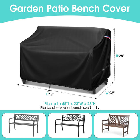 48" 500D 2- 48" 23" 28" Outdoor Garden Bench Cover, Waterproof Seater Patio Loveseat Cover, Outdoor UV Protection