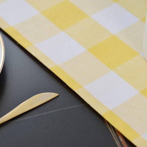 NATUS WEAVER 2 12" 108" Yellow & White Buffalo Check Table Runner Cloth Side for Family Dinners or Gatherings, Indoor