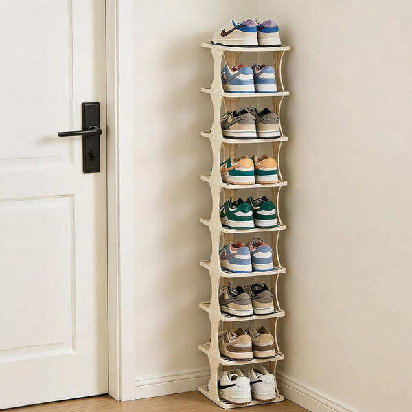 Vertical Shoe Rack 9 Tier, Narrow Free Standing Shoe Organizer for Closet,