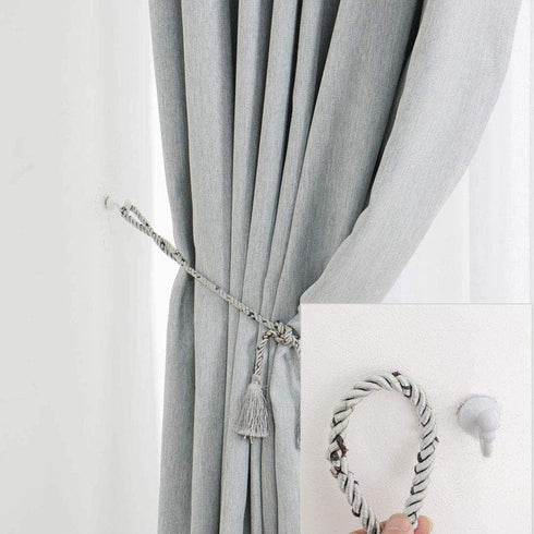 2 Pairs Curtain Hooks for Drapes - European Style White Window Curtain Holdback Hooks, Heavy Duty Wall Mounted