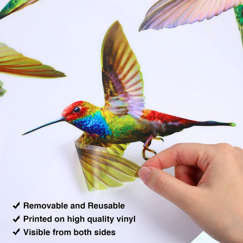 18 Pieces Large Size Hummingbird Window Clings to Prevent Bird Strikes, Non-Adhesive Vinyl Cling Stickers