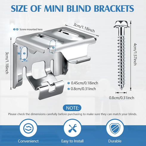 Jetec 6 Pieces Mini Blind Brackets for Window Blinds, with Screws