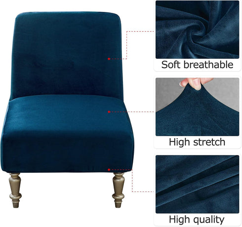 Armless Armless Leorate Accent Slipper Chair Covers,Stretch Chair Slipcover Removable Velvet Fabric Non-Slip Silp Cover