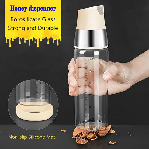 Matifaner Honey Dispenser No Drip, Maple Syrup Bottle, Olive Oil Dispenser, Honey Jar with Stand, Beautiful Bottle