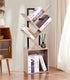 4-Tier Tree Bookshelf Bookcase with Storage Cabinet, Modern Corner Bookshelves, Narrow Wood Book Rack, Mini Floor