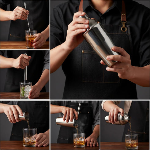 13-Piece Set Set Bartender Kit Bar Tool Boston Cocktail Shaker with Muddler,Strainer,Jigger,SpoonHome Bar Accessories