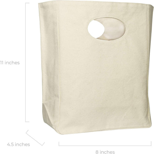 Organic Cotton Canvas Lunch Bag, Eco Friendly & Machine Washable, Reusable Lunch Tote for Work, School, 1 Bag - White