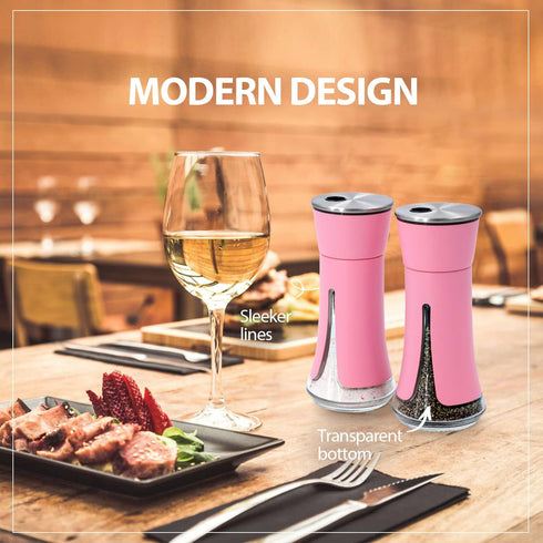 Aelga Pink Salt and Pepper Shakers - Pink Kitchen Accessories and Decor for Kitchen, Restaurants, Camp, BBQ