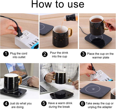 Misby Coffee Mug Warmer with Auto Shut Off, Gravity-Induction for Desk Use, Perfect Gift for Coffee Lovers (Black)