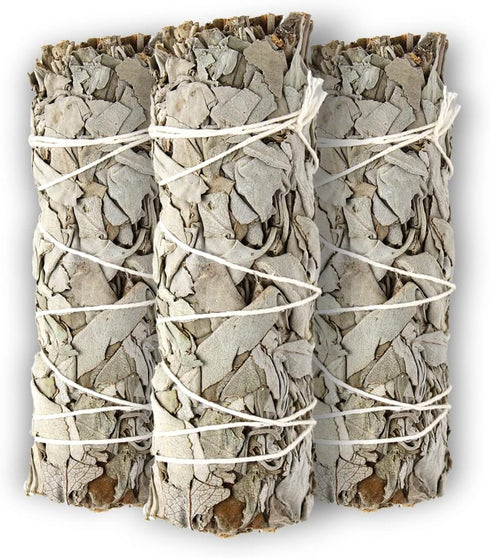 ESPOIR & AMOUR White Sage 4" - 3 Spiritual Sage Sticks for Smudging, Healing, and Ritual - Hand-Tied Sage Smudge Sticks