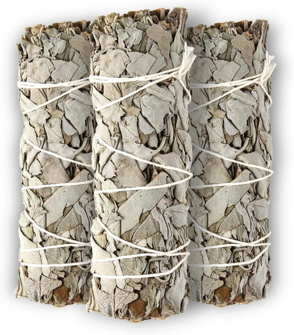 ESPOIR & AMOUR White Sage 4" - 3 Spiritual Sage Sticks for Smudging, Healing, and Ritual - Hand-Tied Sage Smudge Sticks