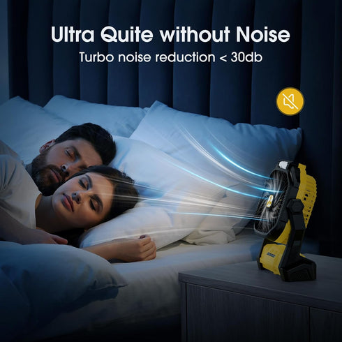 Portable Rechargeable Fan, 20000mah Cordless Battery Powered with LED Lantern for Travel, Home, Camping, Office