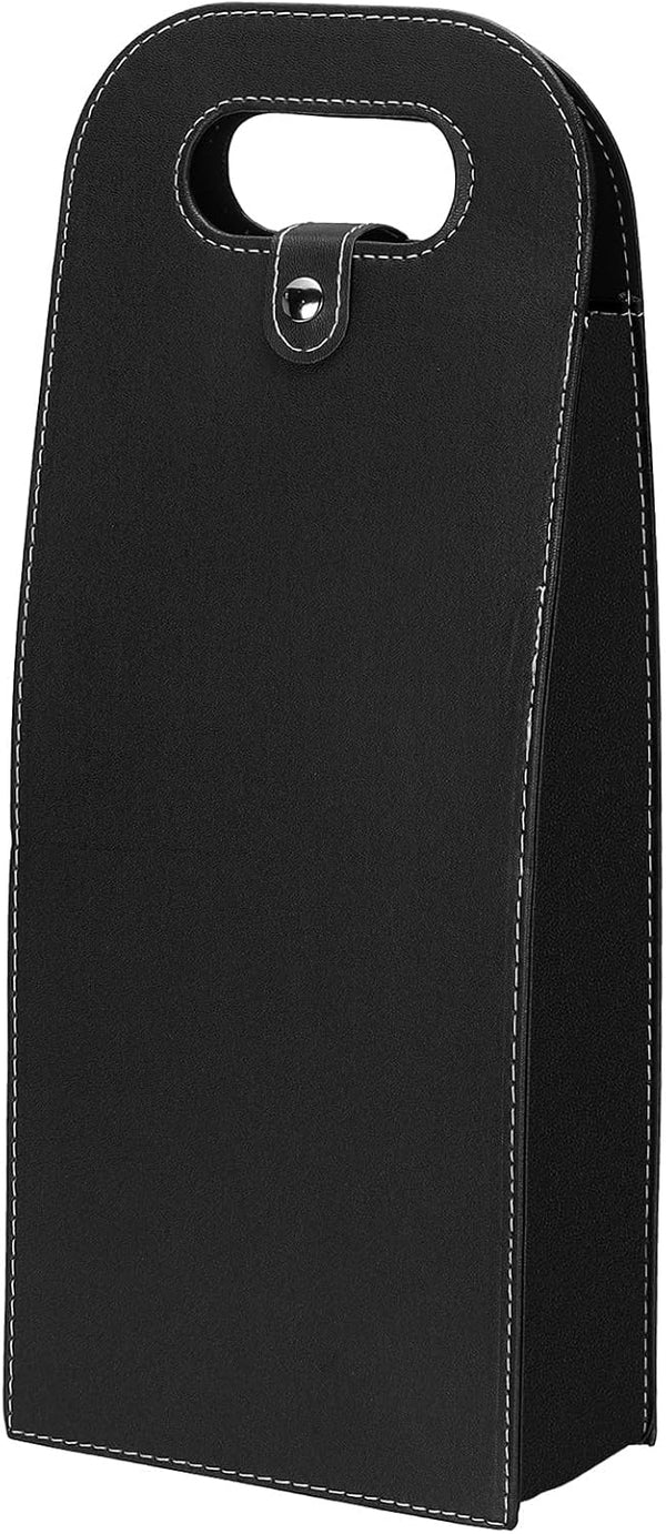 PATIKIL 2 Bottle Wine Gift Bag, Reusable Leather Wine Tote Carrier for Picnic, Party, Wedding, Black