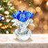 H&D HYALINE & DORA Blue Crystal Rose Flowers Figurines Ornament with Gift Box