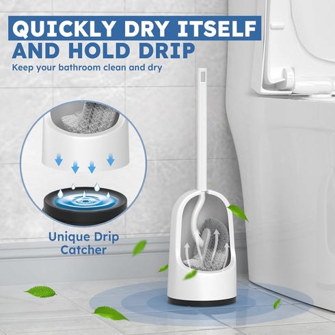 TRENTI 2 Pack Set (2, Toilet Brush, Toilet Brush and Holder with Durable Curved BristlesToilet Scrubber, Toilet Bowl