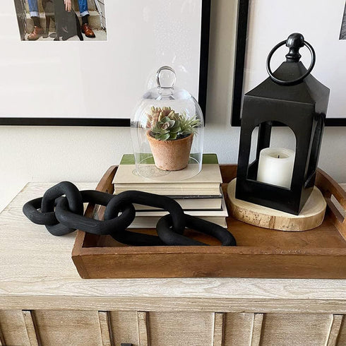5-Link HMASYO Black Wood Chain Link Decor, Wooden Decorative Chain Home Decor Accents, Coffee Table Decor, Shelf Decor