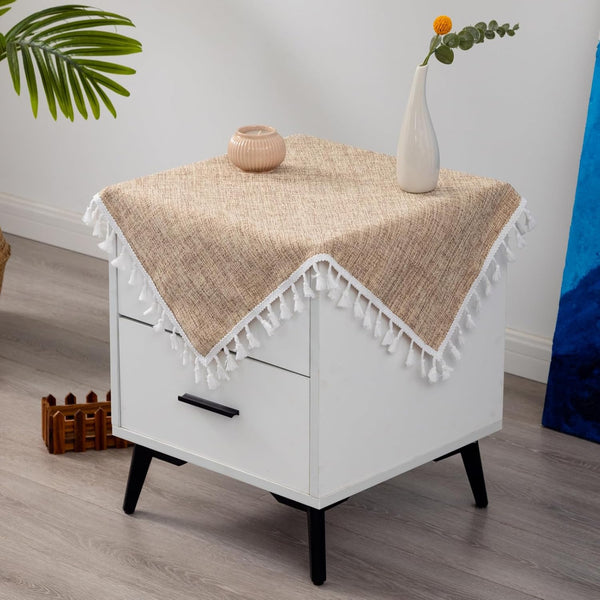 Faux Linen Small Square Tablecloth Flaxen Textured Farmhouse Fabric Table Cloth Heavy