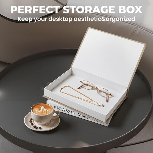 2Pcs (2Pcs-Tan) Decorative Books for Home Decor- Linen Decorative Boxes for Aesthetic Room Decoration, Modern Fake Book