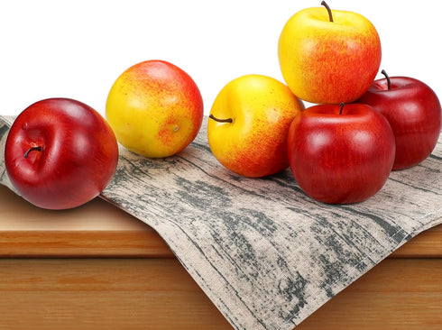 6 Lorigun Pcs Artificial Apples, Fake Fruits Apples for Decoration Realistic, Artificial Fruits Lifelike Red Apples