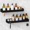 Wisfame Shower Caddy Black,40cm Adhesive Shower Shelve with Large Capacity, Quick-Dry Metal Bathroom