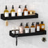 Wisfame Shower Caddy Black,40cm Adhesive Shower Shelve with Large Capacity, Quick-Dry Metal Bathroom