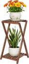 Plant Stand Indoor,Wooden 2 Tier Plant Stands,Corner Square Plant Shelf,Rustic Flower Stand