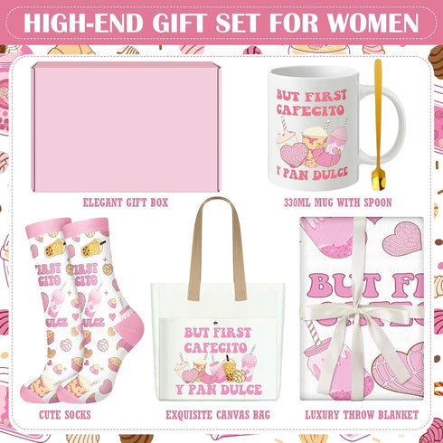 Dansydaisy Set Cafecito Y Chisme Gift for Women Funny Mexican Gift for Lady Birthday for Mom Sister Wife Mexican Concha