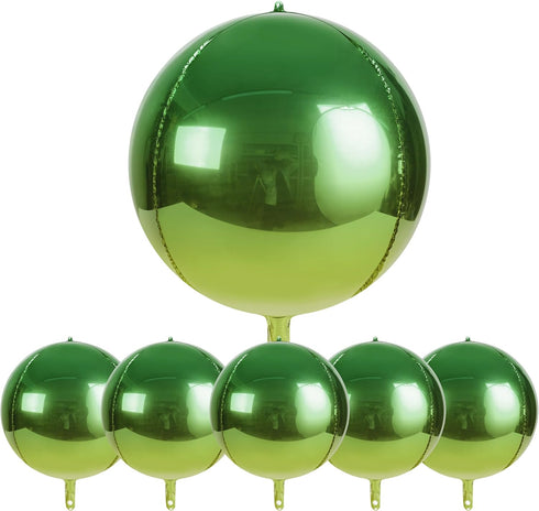 6pcs Big Gradient Green Foil Balloons, 22 Inch 4D Metallic Gradient Green Yellow for St. Patrick's Day Decorations