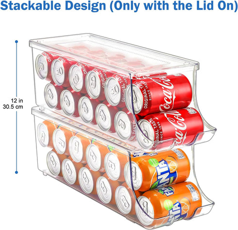 2 Pack Puricon Soda Can Organizer Dispenser for Refrigerator, Plastic Canned Food Pop Beverage Container Holder Storage