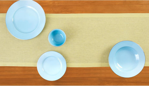 60 Inches 100% 14 60 Inch Summer, Solino Home Linen Small Table Runner - Athena, Pure Linen Chambray Yellow Table