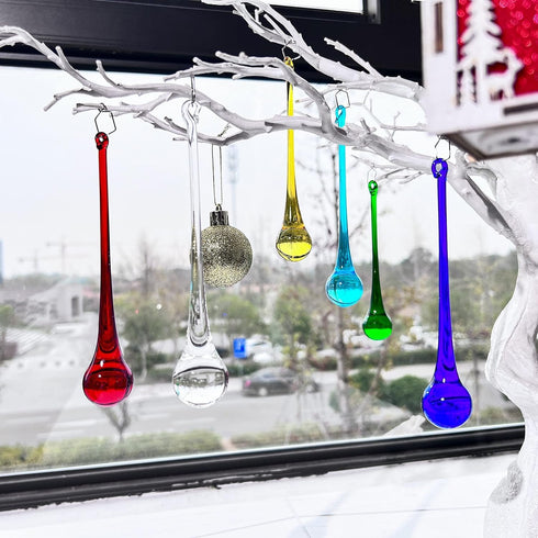 6pcs 5.9inch H&D Mix Color Large Crystal Raindrop Chandelier Prisms Hanging Drops Pendants DIY Parts