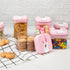 U-QE Airtight Food Storage Container Set, 10 Piece BPA Free Clear Plastic Canisters with Easy Lock Lids (Pink)