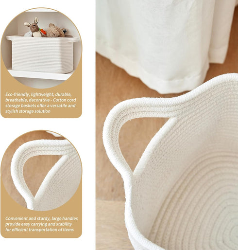 15"x10"x9" Closet, R RUNKA Cotton Rope Storage Basket Fabric Storage Bins for Organizing Clothes,Toys,Blankets Durable