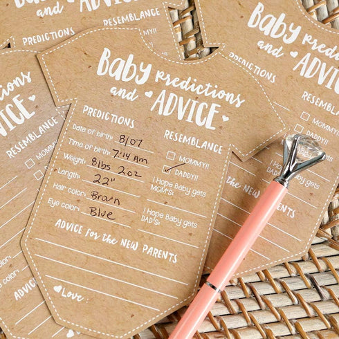 Kate Aspen Baby Predictions for Baby Shower Advice Cards - 50-Count Onesie Shaped Games for New Parents