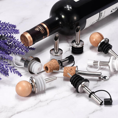 2Pcs uxcell Stainless Steel Bottle Pourers, Olive Oil Spout, Wine Pourers Liquor Pour Spouts for Pours Liquid, Olive