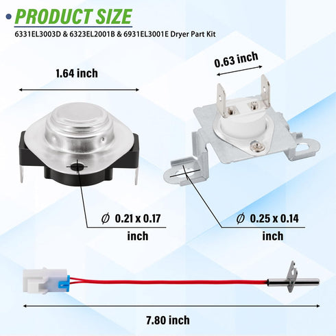 Dryer Parts - 6931EL3003D Limit Thermostat, Replacement Parts for LG Dryer, Replaces Multiple Models