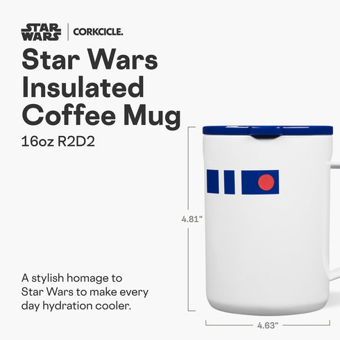 3 16 oz R2-D2 Corkcicle Classic Coffee Mug - Triple Insulated Stainless Steel for Travel - Shatter-Proof Lid - Keeps