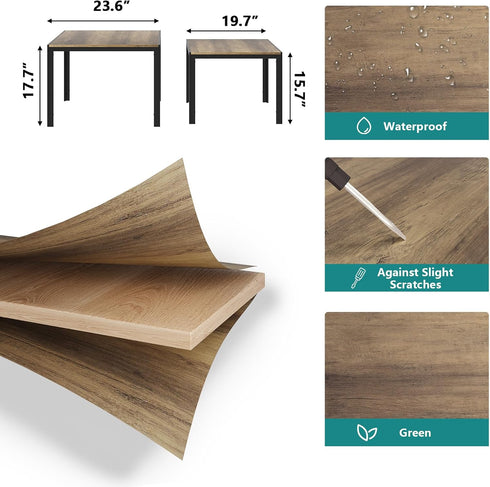 Set 2, Smuxee Nesting Coffee Table of Square Modern Stacking Table with Wood Finish, Industrial End Table Side Tables