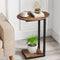 Hosfais Side Table Small End Table, C-Shaped Wood Sofa Table with Metal