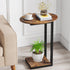 Hosfais Side Table Small End Table, C-Shaped Wood Sofa Table with Metal