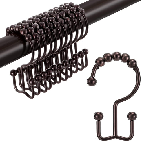 Shower Curtain Hooks Rings – TENOVEL Double Sided Rust Proof Hooks for Bathroom Shower Rods, Bronze, Set of 12