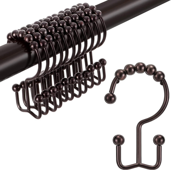 Shower Curtain Hooks Rings – TENOVEL Double Sided Rust Proof Hooks for Bathroom Shower Rods, Bronze, Set of 12