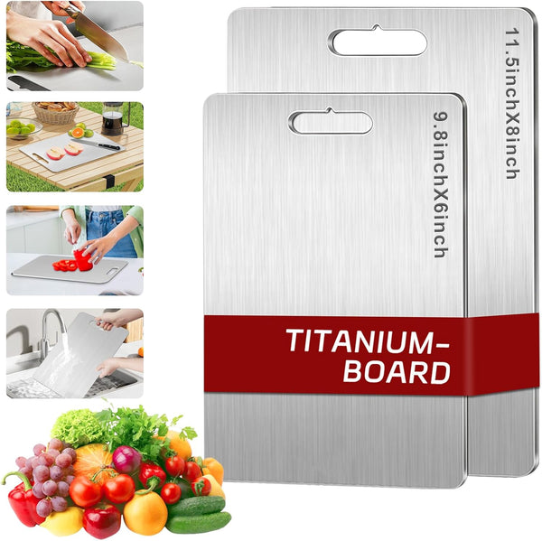 FODDOM Titanium Cutting Boards for Kitchen, 100% Pure Titanium Cutting Board, Stainless Double