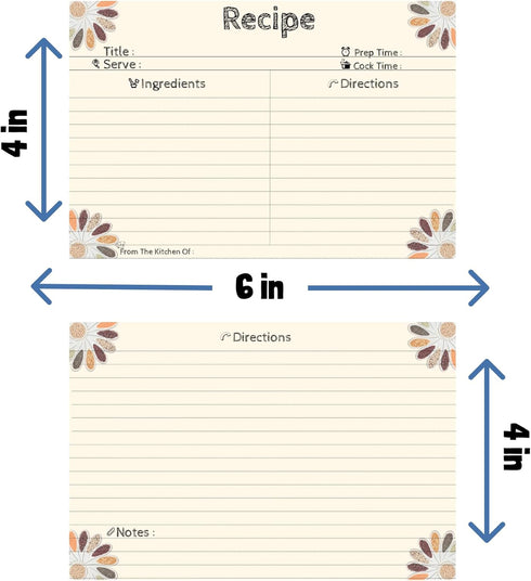 Recipe Cards 4x6 Double Sided, 40 Count Blank Recipe Cards with Gift Pen