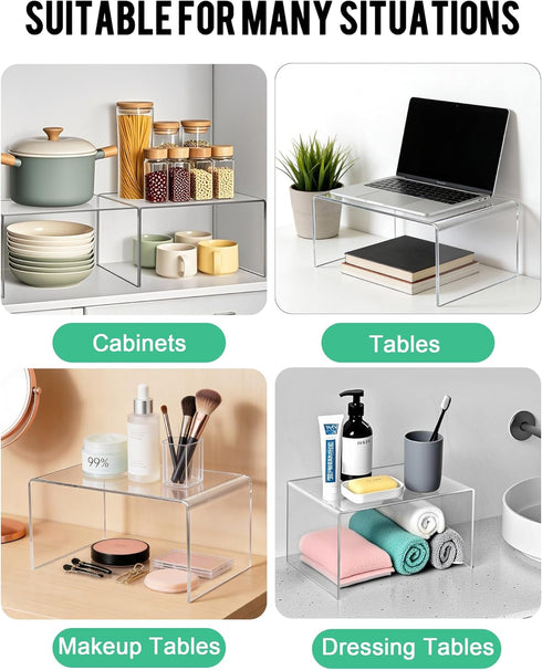 Sahasea Set 4 Countertop Acrylic Cabinet Organizer, of Clear Shelf Organizer for Kitchen Pantry Organizers and Storage